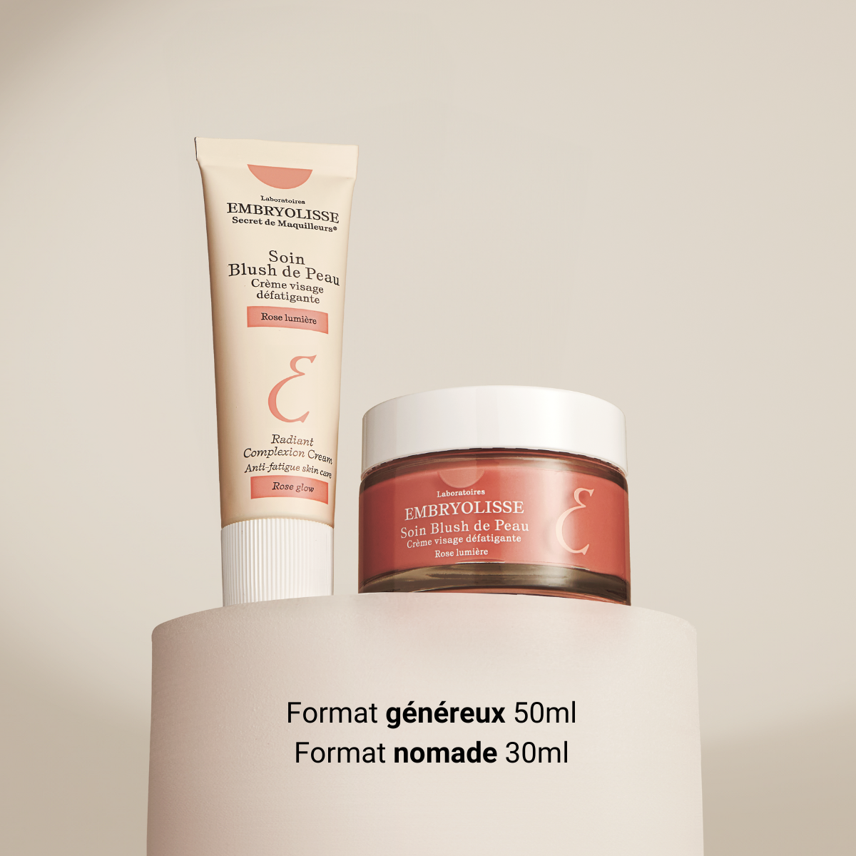 Embryolisse Soin Blush de Peau 50ml and 30ml, two sizes side by side