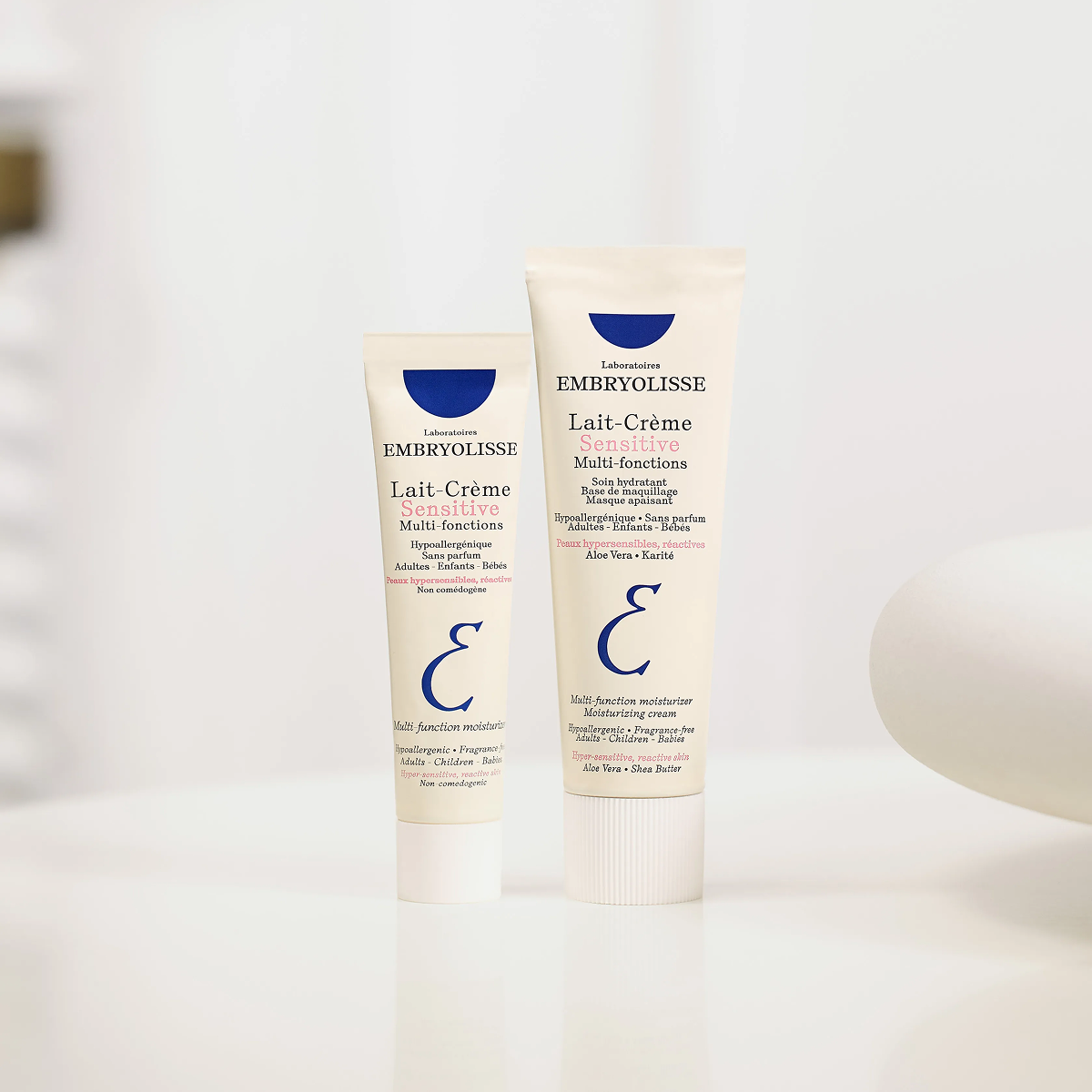 Embryolisse Sensitive Cream Milk, two sizes side by side