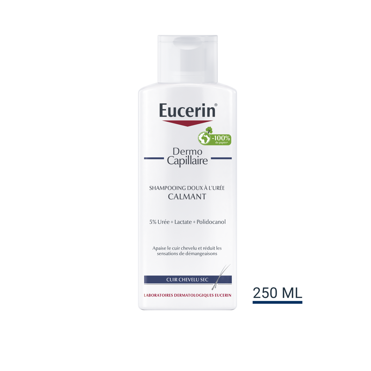 Eucerin DermoCapillaire Calming 5% Urea Shampoo 250ml, front of the bottle