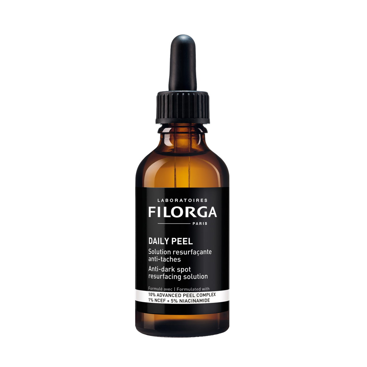 Filorga Daily Peel Anti-Dark Spot Resurfacing Solution 50ml, front of the glass bottle