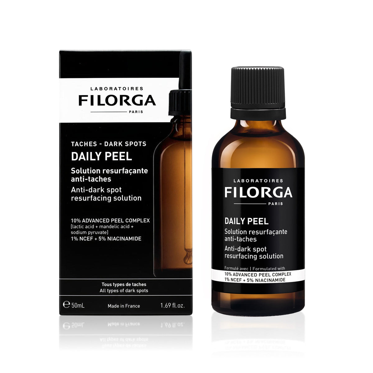 Filorga Daily Peel 50ml, box and glass bottle