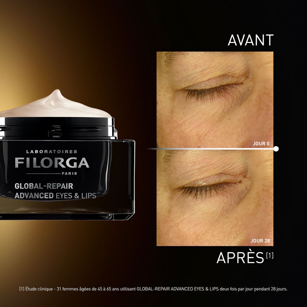 Filorga Global Repair, jar with before and after photos of the eye area