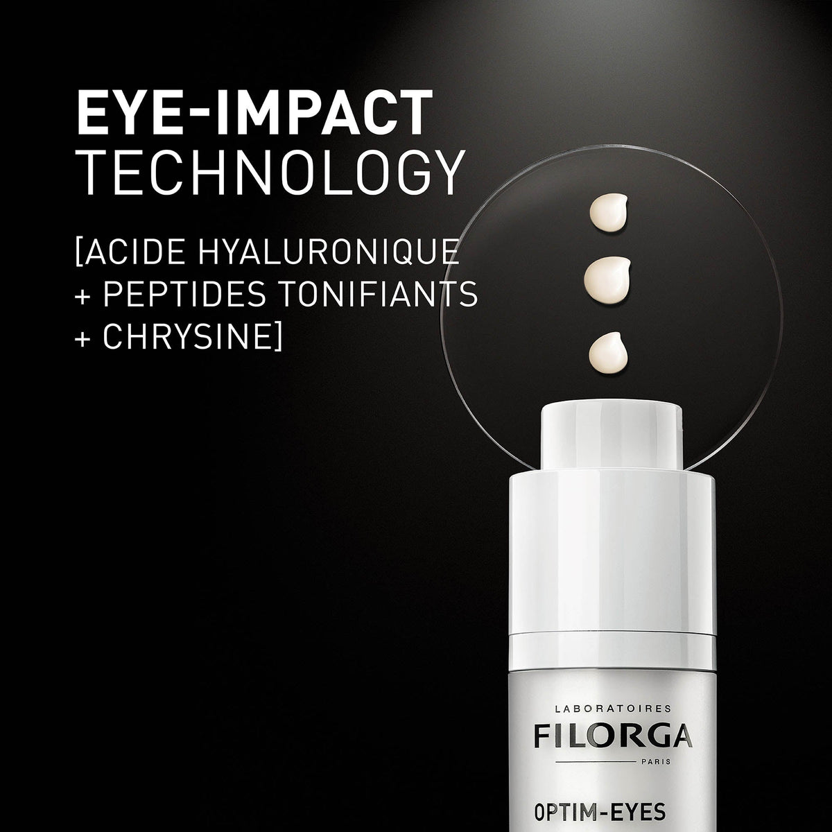 Filorga Optim-Eyes, key ingredients: hyaluronic acid, peptides and chrysin