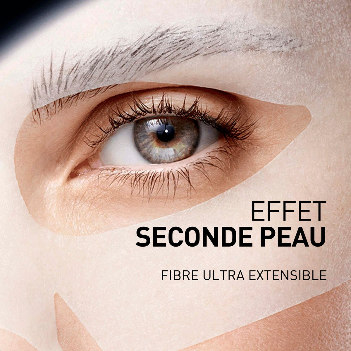 Filorga Optim-Eyes, close-up of the sheet mask on the eye area, text in French