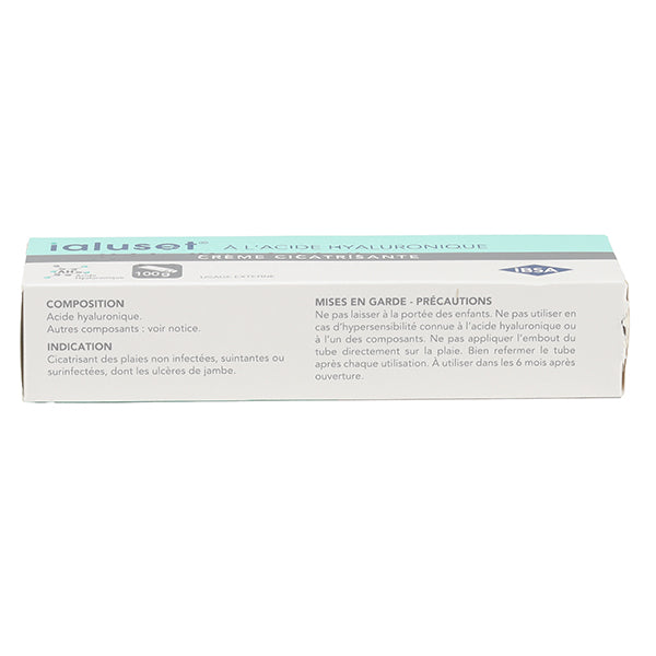 Ialuset Hyaluronic Acid Cream, back of the box with product information in French