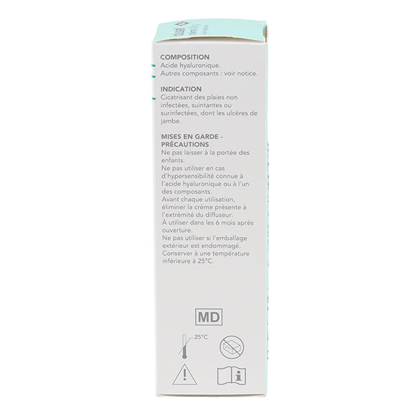 Ialuset Hyaluronic Acid Cream, back of the box with product information in French