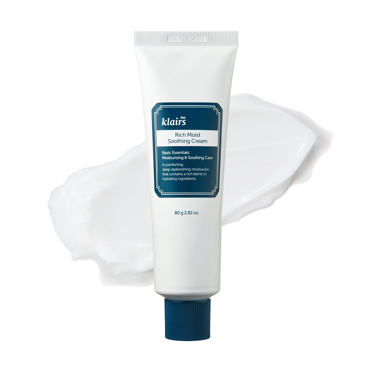Klairs Rich Moist Soothing Cream 80g, front of the tube