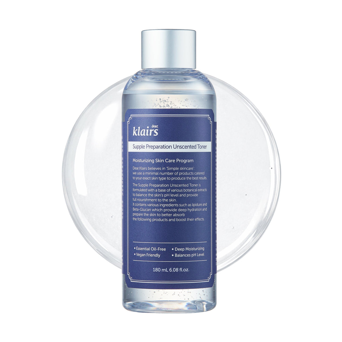Klairs Supple Preparation Unscented Toner 180ml, front of the bottle