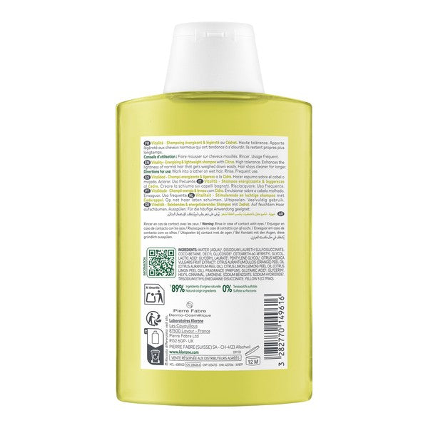 Klorane Citron, back of the bottle