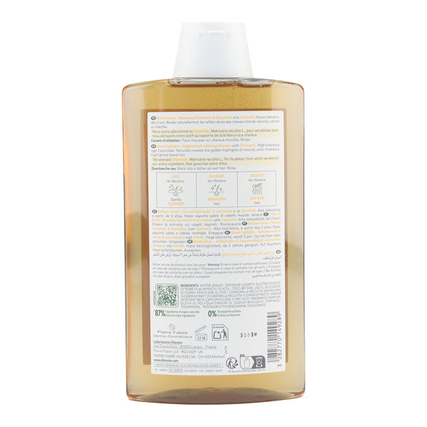 Klorane Chamomile, back of the bottle
