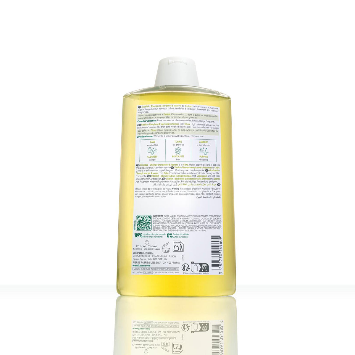 Klorane Citron, back label with ingredient list