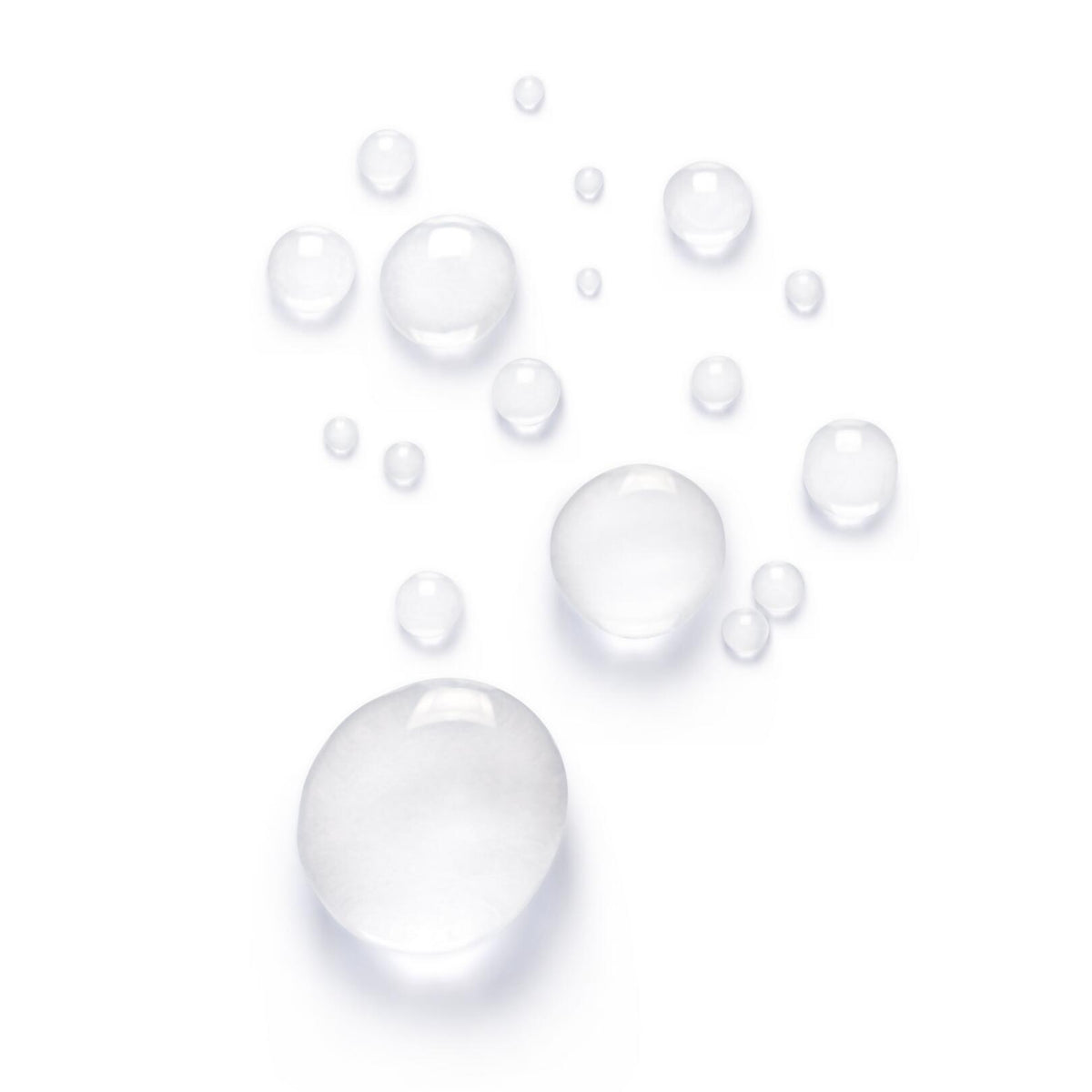 Klorane Cornflower, clear lotion droplets on a white background