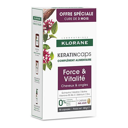 Klorane KeratinCaps Strength & Vitality Hair & Nails Supplement 90 capsules, view 1