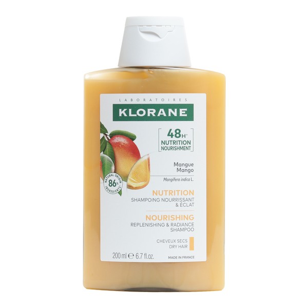 Klorane Mango Butter Shampoo for Dry Hair 200ml, front of the bottle