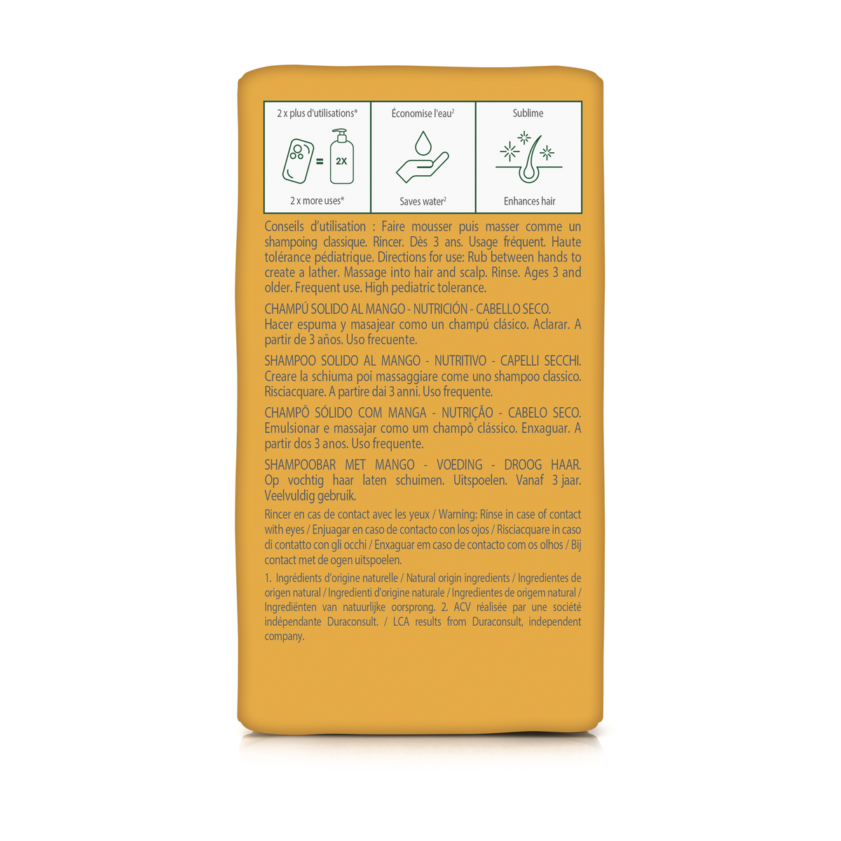 Klorane Mango, back of the box with directions