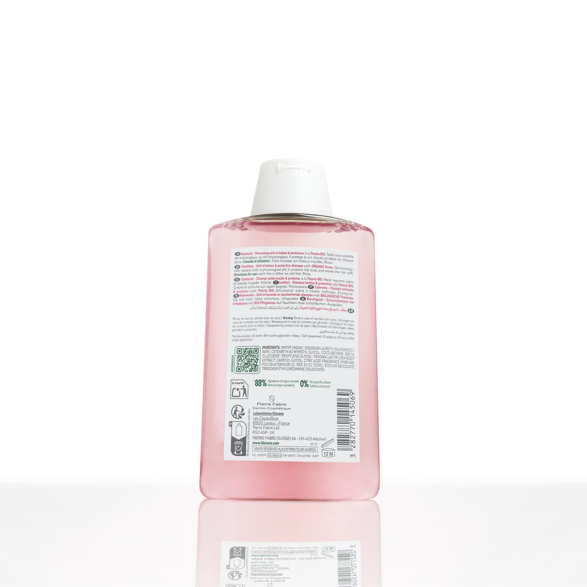 Klorane Peony, back label with ingredient list