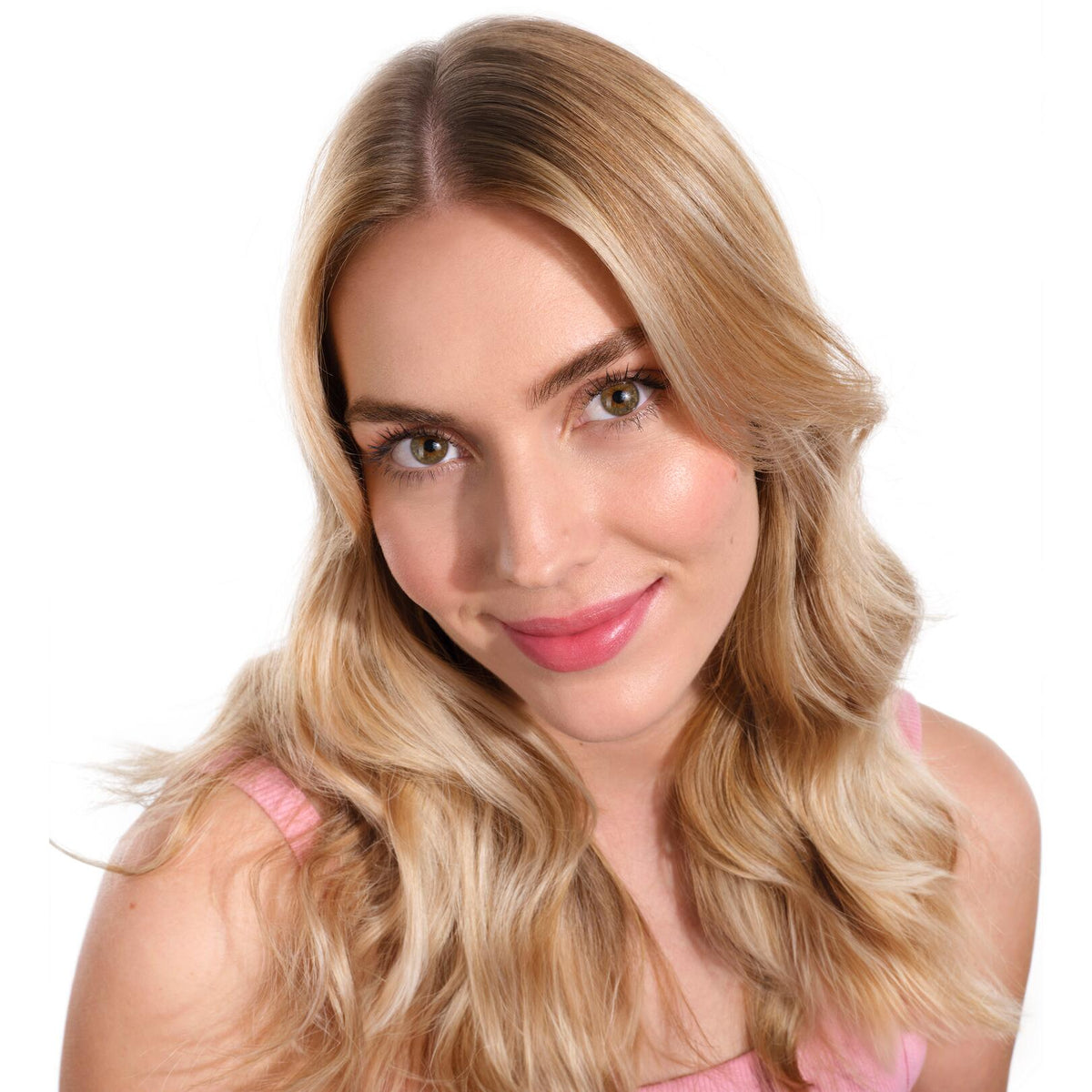 Klorane Peony, smiling woman with long wavy blonde hair