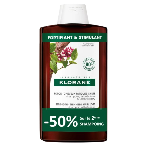 Klorane Quinine & Edelweiss Fortifying Shampoo 400ml duo pack, view 1