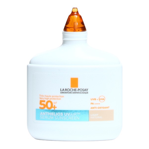 La Roche-Posay Anthelios, bottle with the cap off showing the nozzle