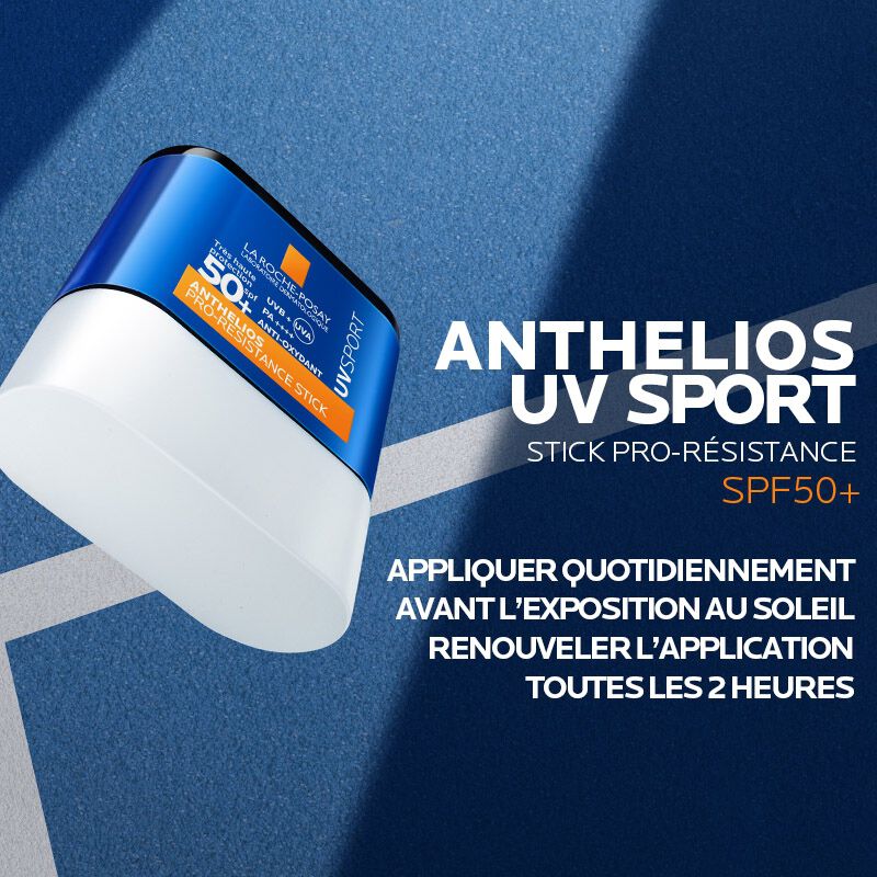 La Roche-Posay Anthelios, tilted stick with directions in French
