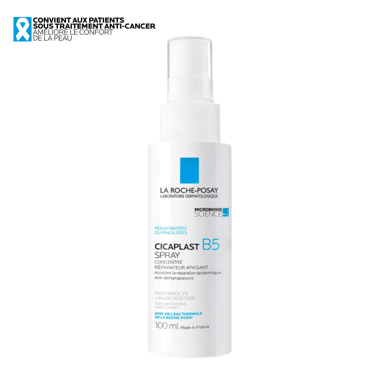La Roche-Posay Cicaplast 100ml, front of the spray bottle with a ribbon logo