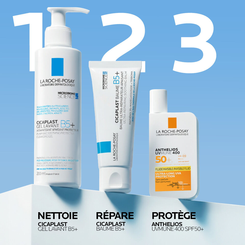 La Roche-Posay Cicaplast, three-step routine with the washing gel, balm and Anthelios