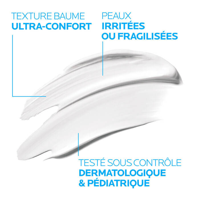 La Roche-Posay Cicaplast, balm swatch with captions in French