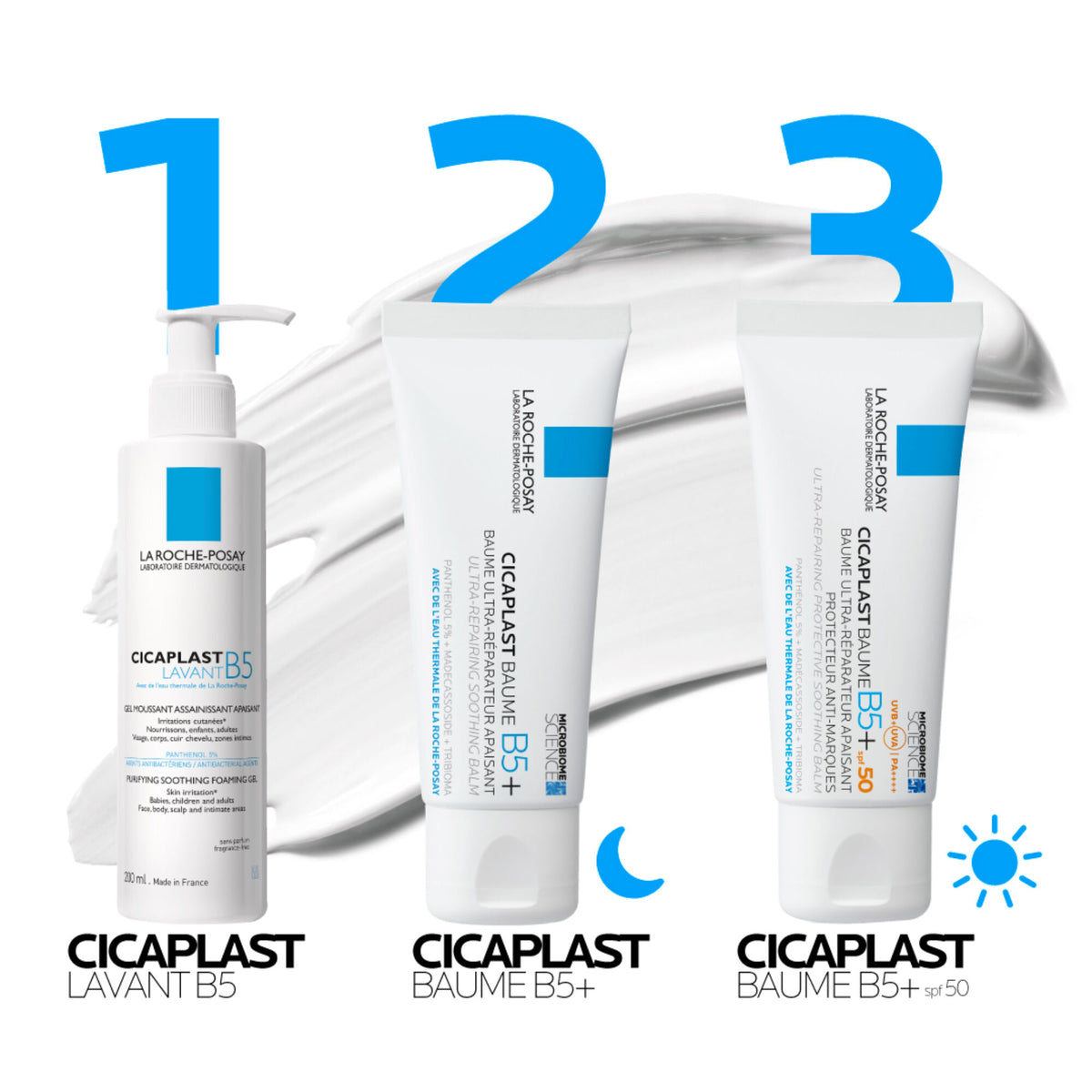La Roche-Posay Cicaplast, three-step routine with the washing gel and both balms