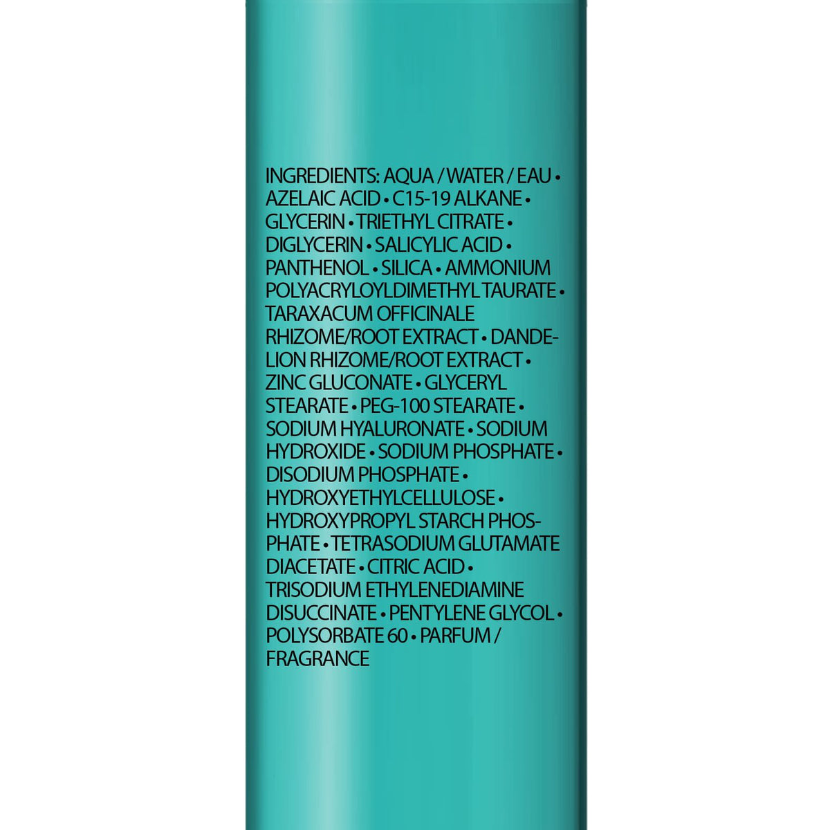 La Roche-Posay Effaclar, back label with ingredient list