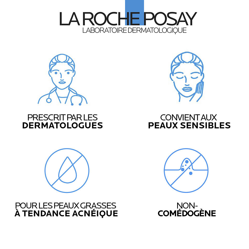 La Roche-Posay Effaclar, four feature icons with captions in French