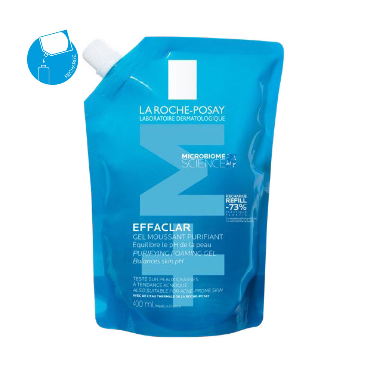 La Roche-Posay Effaclar Purifying Foaming Gel Refill 400ml, front of the pouch