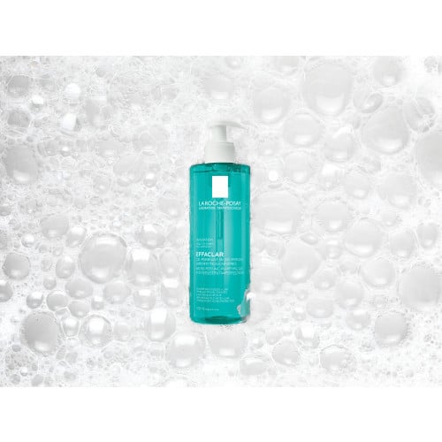 La Roche-Posay Effaclar, pump bottle on a bed of foam