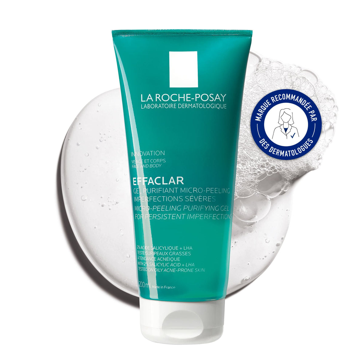 La Roche-Posay Effaclar, tube and gel texture swatch