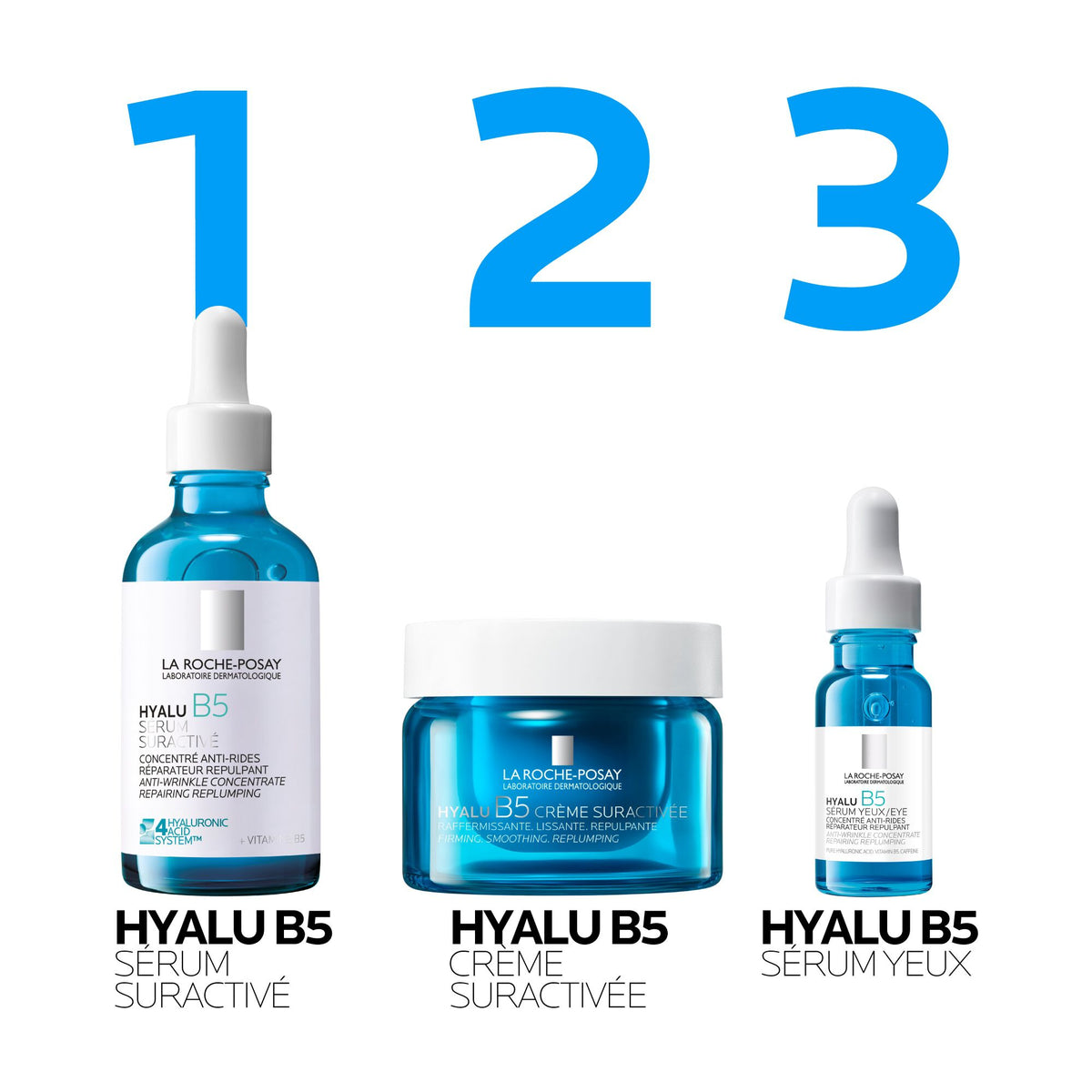 La Roche-Posay Hyalu B5, three-step routine with the serum, cream and eye serum