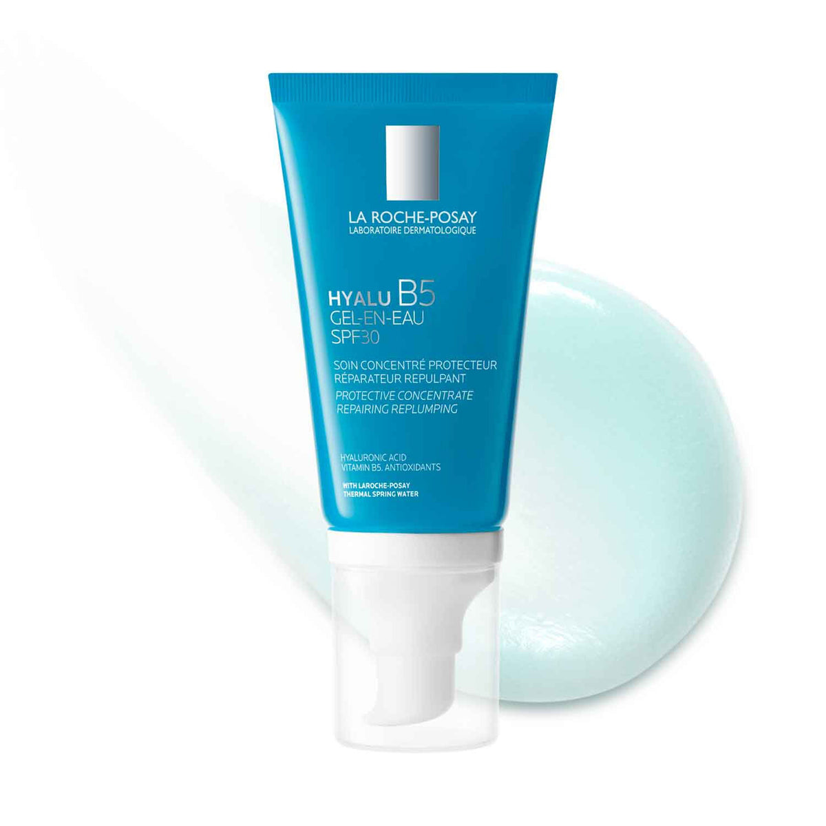 La Roche-Posay Hyalu B5, tube and gel texture swatch