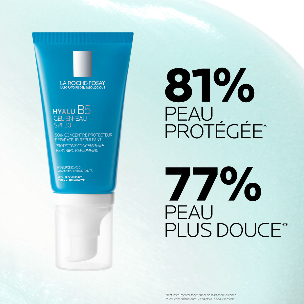 La Roche-Posay Hyalu B5, tube with study results in French
