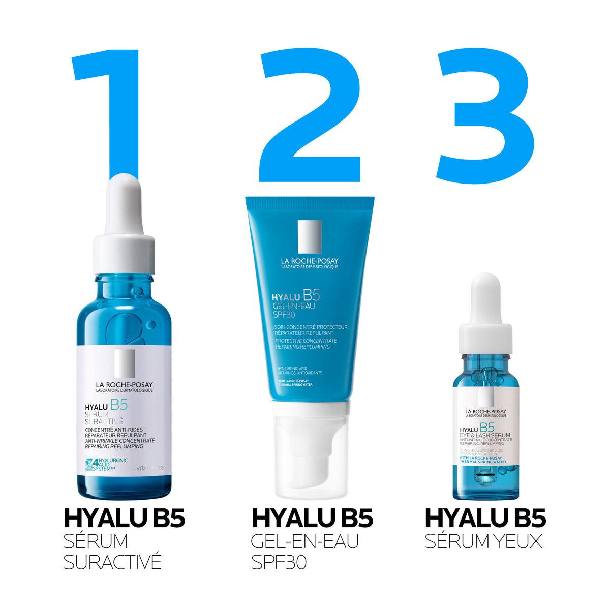 La Roche-Posay Hyalu B5, three-step routine with the serum, aquagel and eye serum