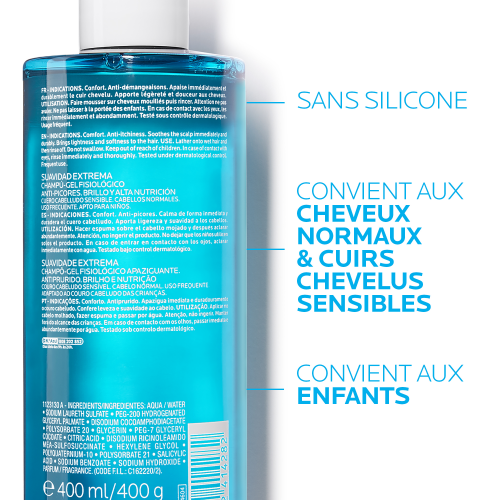 La Roche-Posay Kérium Gentle Shampoo for Sensitive Scalp 400ml, side view