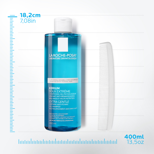 La Roche-Posay Kérium Gentle Shampoo for Sensitive Scalp 400ml, packaging detail
