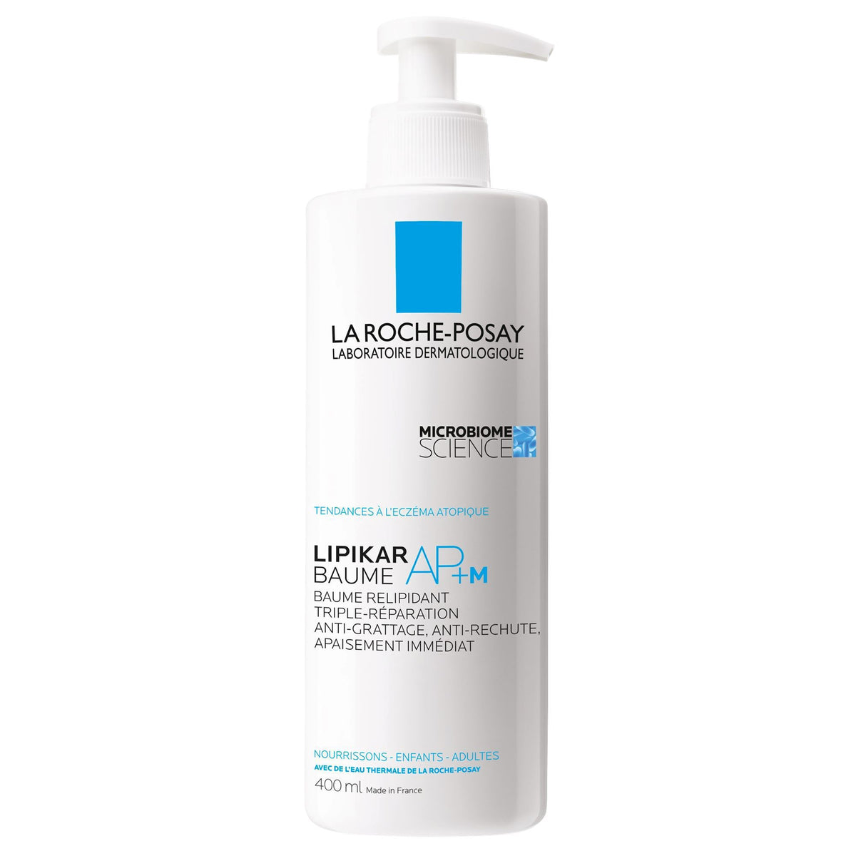 La Roche-Posay Lipikar, front of the AP+M balm pump bottle