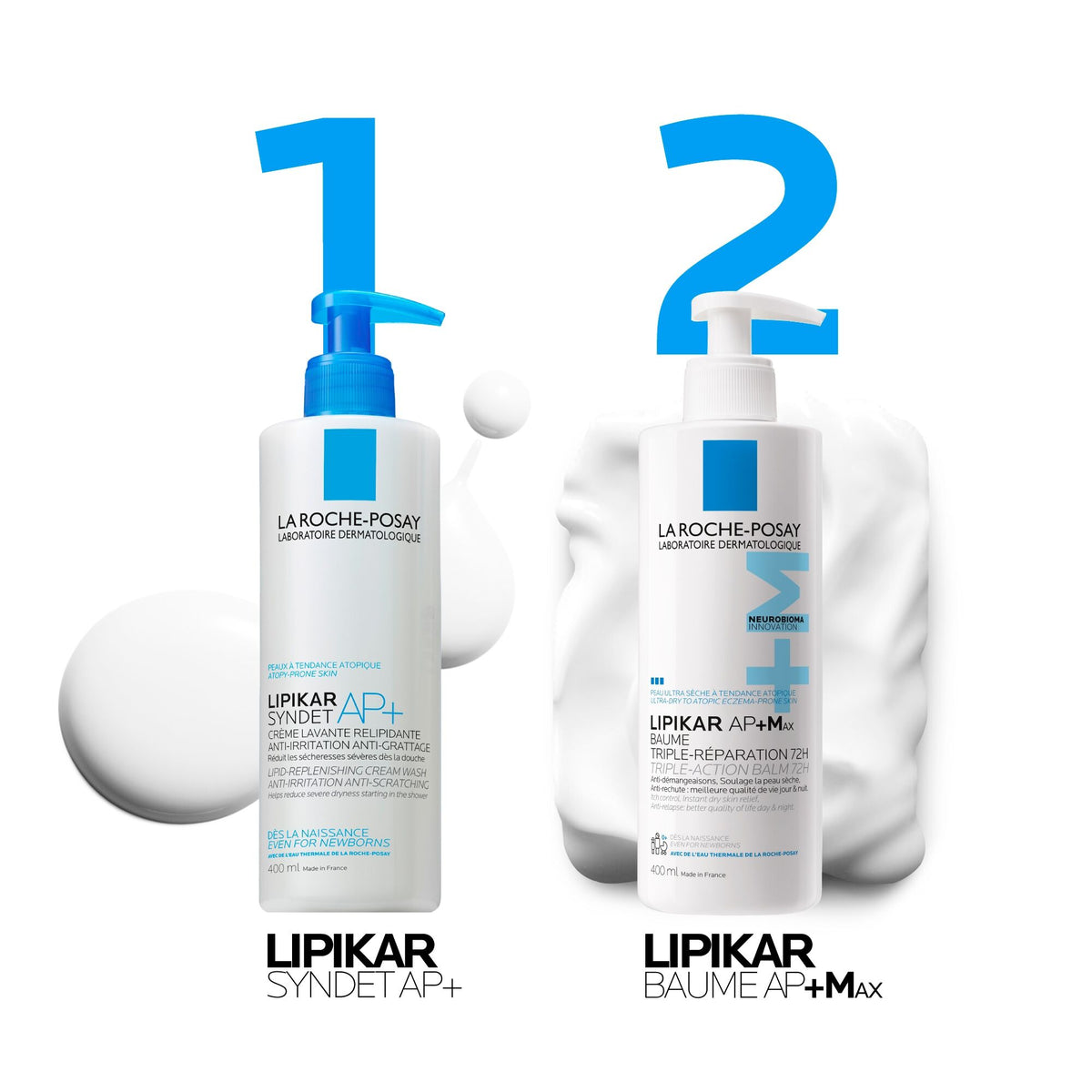 La Roche-Posay Lipikar, two-step routine with the Syndet AP+ wash cream and the balm