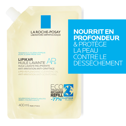 La Roche-Posay Lipikar Cleansing Oil AP+ Refill for dry and eczema-prone skin, packaging detail
