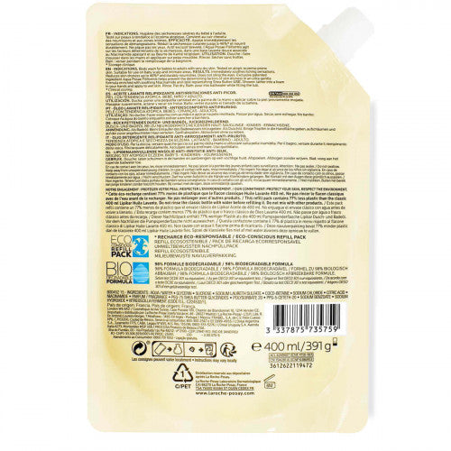 La Roche-Posay Lipikar Cleansing Oil AP+ Refill for dry and eczema-prone skin, alternate angle