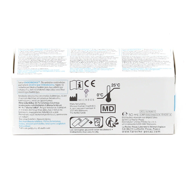 La Roche-Posay Lipikar, back of the box with storage and CE symbols