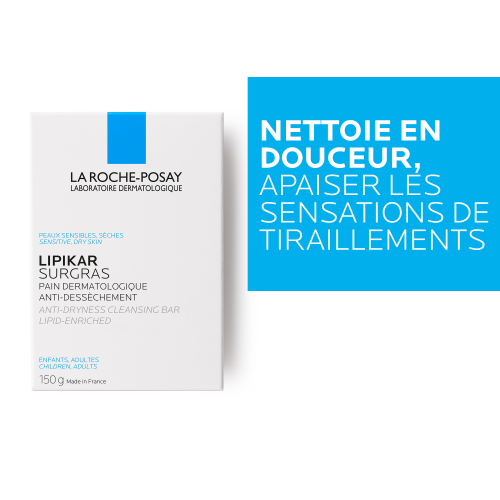 La Roche-Posay Lipikar Surgras Cleansing Bar 150g, packaging detail