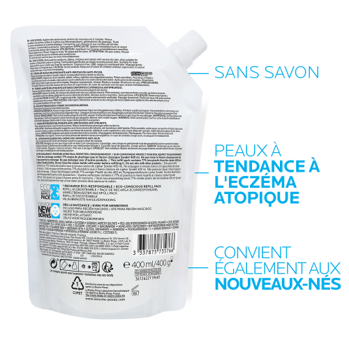La Roche-Posay Lipikar Syndet AP+ Wash Cream 400ml Eco Refill, alternate angle