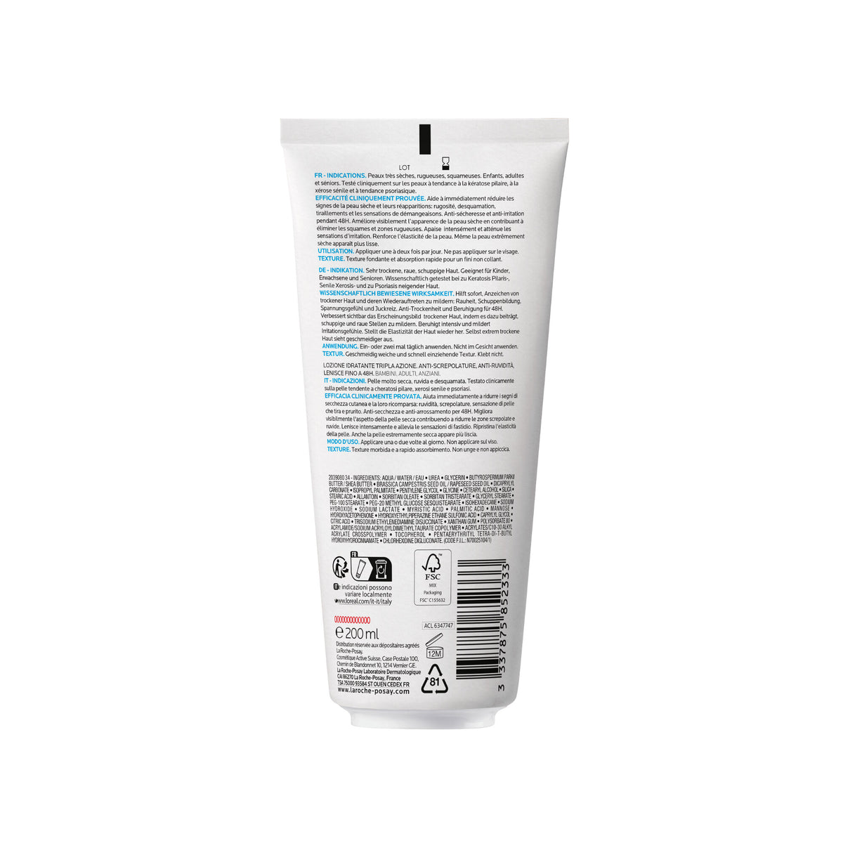 La Roche-Posay Lipikar Urea 10% Body Milk, 200ml, vue 12