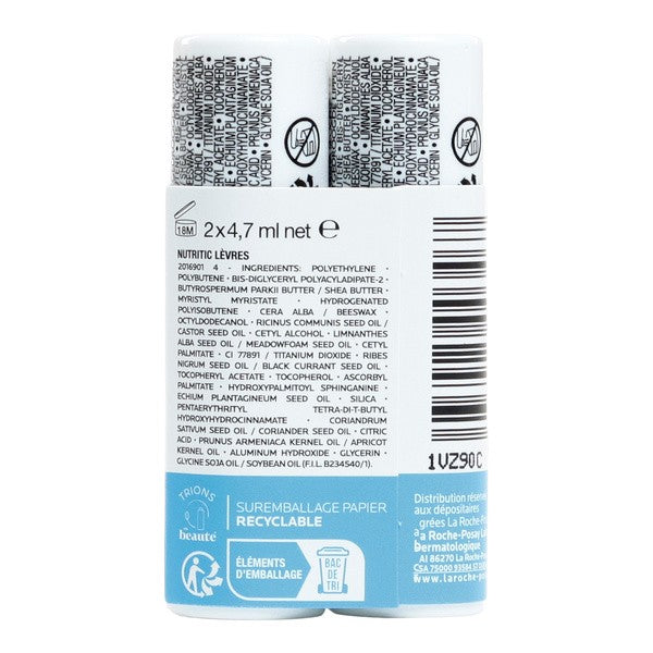 La Roche-Posay Nutritic, back of the two-stick pack