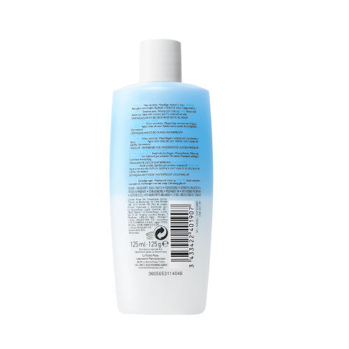 La Roche-Posay Respectissime Waterproof Eye Makeup Remover 125ml bottle, ingredient panel
