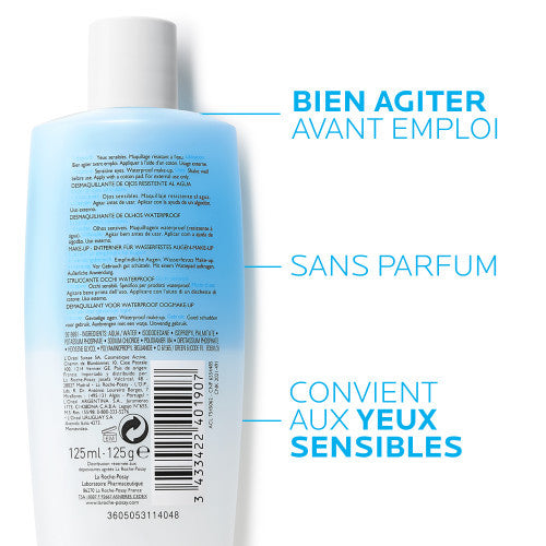 La Roche-Posay Respectissime Waterproof Eye Makeup Remover 125ml bottle, side view